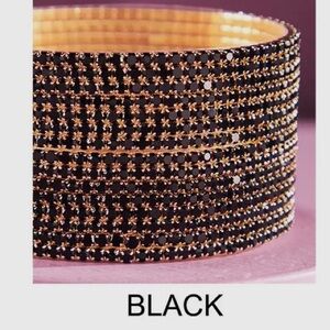 1239.  Elegant 15 Black and Gold Glass Beaded Bracelet Set